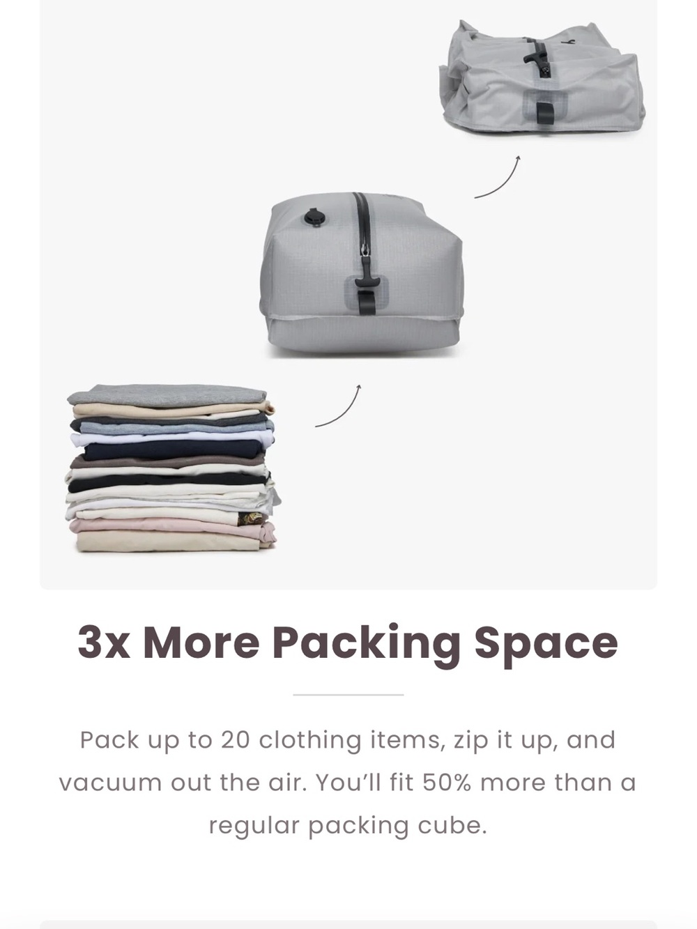 Jenni Light Gray Vacuum Compression Packing Cube